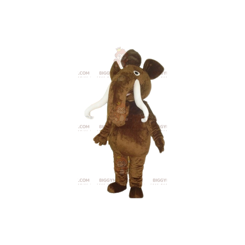 Στολή μασκότ BIGGYMONKEY™ Big Brown Mammoth με μεγάλους χαυλιόδοντες - Μασκότ ζώων που λείπουν - BiggyMonkey.com
