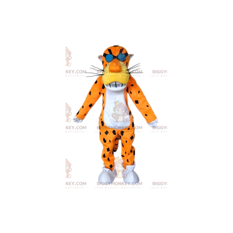 Orange vit och svart tiger BIGGYMONKEY™ maskotdräkt med Orange vit och svart tiger BIGGYMONKEY™ maskotdräkt med