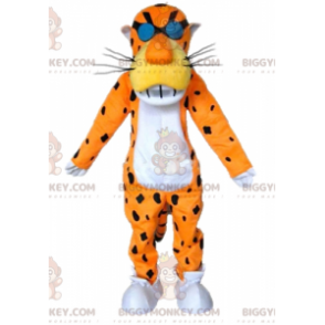  Costume da mascotte BIGGYMONKEY™ tigre bianca e nera arancione con occhiali - Mascotte della tigre - BiggyMonkey.com