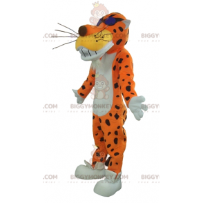 Kostým oranžově bílého a černého tygra BIGGYMONKEY™ maskota s