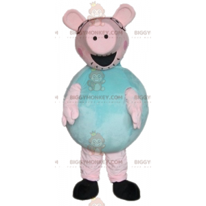 Big Funny Plump Pink And Green Pig Mascot Costume BIGGYMONKEY™