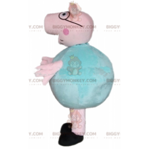 Big Funny Plump Pink And Green Pig Mascot Costume BIGGYMONKEY™ - Pig Mascots - BIGGYMONKEY_03295 - BiggyMonkey.com