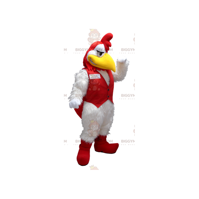 Disfraz de mascota Gallo blanco y rojo BIGGYMONKEY™ - Disfraz de mascota Gallo blanco y rojo BIGGYMONKEY™ -