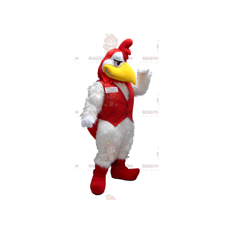 Weißer und roter Hahn BIGGYMONKEY™ Maskottchen-Kostüm -