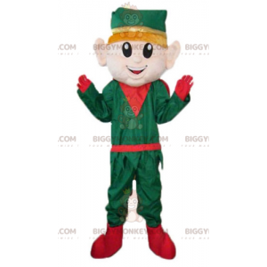 BIGGYMONKEY™ Kerst Elf Elf Mascottekostuum in groene en rode