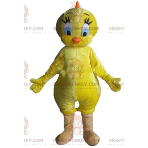 Traje de mascote BIGGYMONKEY™ famoso canário amarelo da Looney