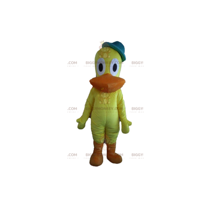 Traje de mascote de pato canário amarelo e laranja BIGGYMONKEY™ Traje de mascote de pato canário amarelo e laranja BIGGYMONKEY™
