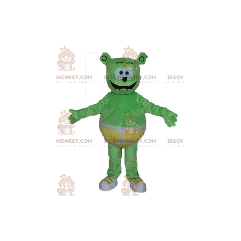 Kostium maskotka Green Monster Teddy BIGGYMONKEY™ z żółtymi Kostium maskotka Green Monster Teddy BIGGYMONKEY™ z żółtymi