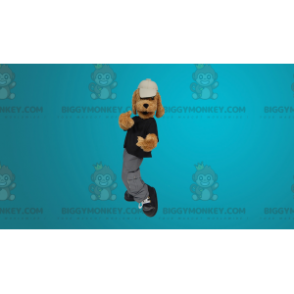 Kostým maskota hnědého psa BIGGYMONKEY™ oblečený jako mladistvý
