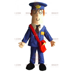 BIGGYMONKEY™ Mascot Costume of Postman klädd i blå uniform -
