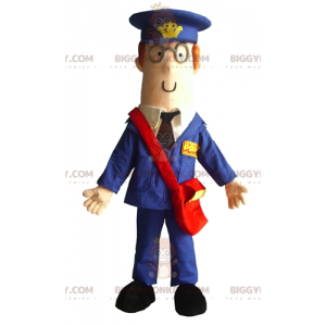 BIGGYMONKEY™ Maskottchenkostüm eines Postboten in blauer