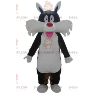 Traje de mascote BIGGYMONKEY™ de gato preto de desenho animado