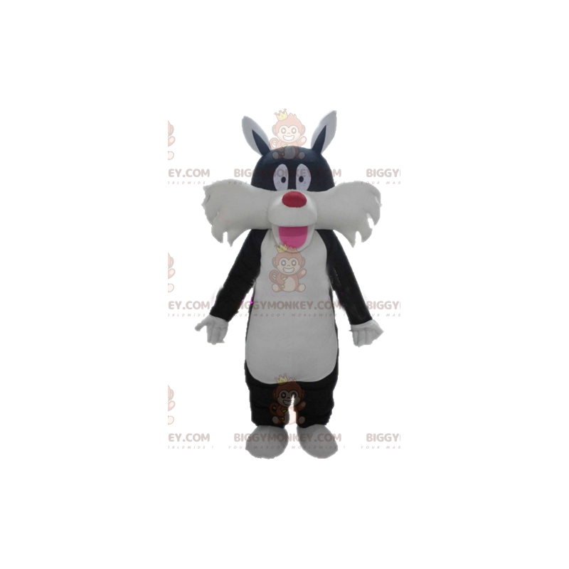 Traje de mascote BIGGYMONKEY™ de gato preto de desenho animado