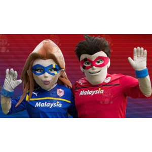 mascotte BIGGYMONKEY™ de couple de super-héros - Biggymonkey.com