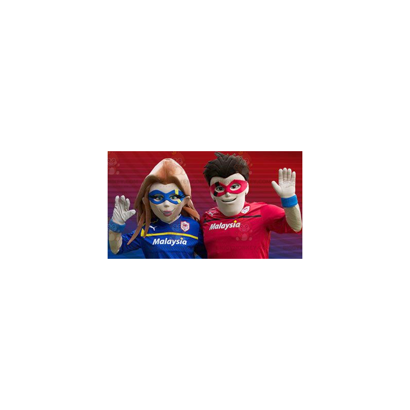 Superhelden-Paar BIGGYMONKEY™s Maskottchen - Biggymonkey.com
