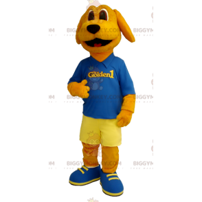 Orange Dog BIGGYMONKEY™ Maskottchenkostüm in Blau und Gelb -