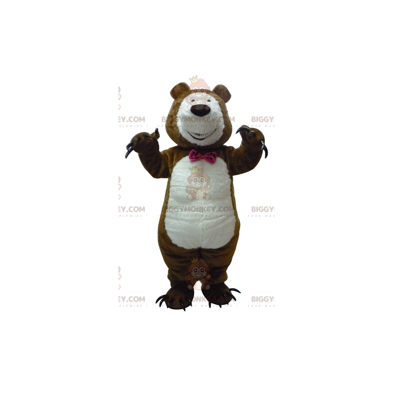 Brun och vit nallebjörn BIGGYMONKEY™ maskotdräkt med klor - Brun och vit nallebjörn BIGGYMONKEY™ maskotdräkt med klor -