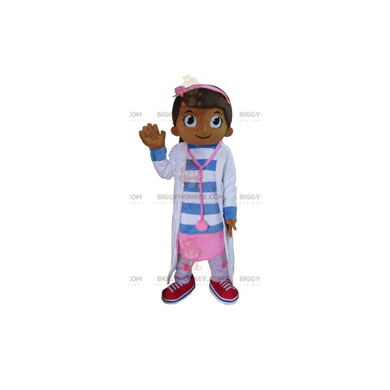 Κοστούμι μασκότ Nurse Doctor Girl BIGGYMONKEY™ σε ροζ και μπλε χρώμα - Μασκότ για αγόρια και κορίτσια - BiggyMonkey.com
