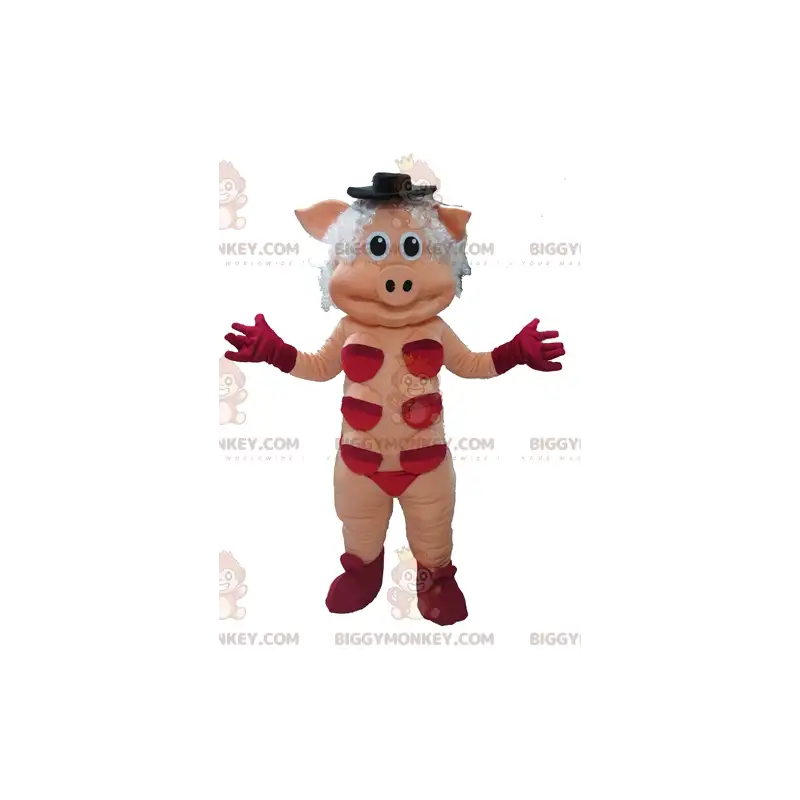 BIGGYMONKEY™ Mascot Costume Pink Slut With Red Underwear – BIGGYMONKEY™ Mascot Costume Pink Slut With Red Underwear –