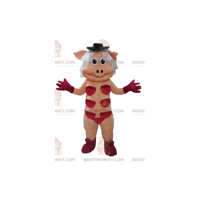 Kostium maskotki BIGGYMONKEY™ Różowa dziwka z czerwoną bielizną Kostium maskotki BIGGYMONKEY™ Różowa dziwka z czerwoną bielizną