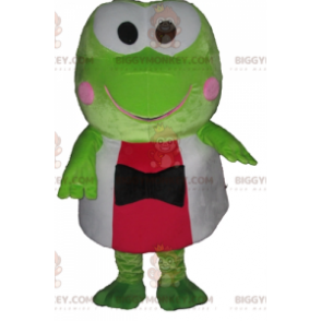 BIGGYMONKEY™ Bardzo zabawny kostium maskotki zielonej żaby w kolorze czerwono-białym - Maskotki żaba - BiggyMonkey.com