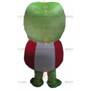 BIGGYMONKEY™ Bardzo zabawny kostium maskotki zielonej żaby w kolorze czerwono-białym - Maskotki żaba - BiggyMonkey.com