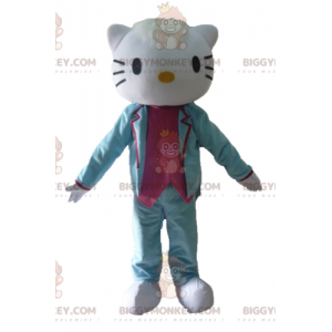 BIGGYMONKEY™ Hello Kitty-maskotkostume klædt i blåt og lyserødt