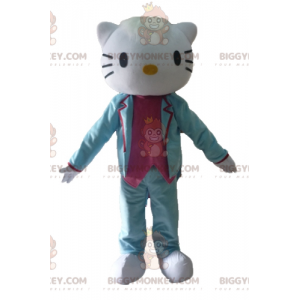 Kostým maskota BIGGYMONKEY™ Hello Kitty v modrém a růžovém