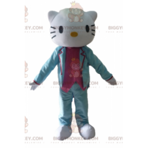 Traje de mascote BIGGYMONKEY™ Hello Kitty vestido em traje azul