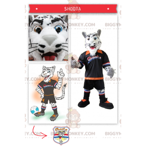 Costume da mascotte BIGGYMONKEY™ tigre bianca e nera con tuta