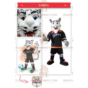 Hvid og sort tiger BIGGYMONKEY™ maskotkostume med fodbolddragt