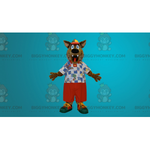Leuke en kleurrijke Wolf BIGGYMONKEY™ mascottekostuum -