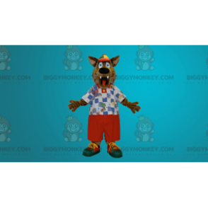 Leuke en kleurrijke Wolf BIGGYMONKEY™ mascottekostuum -