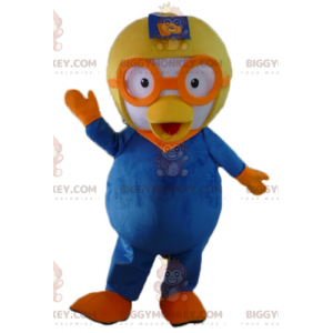 Blue and White Bird BIGGYMONKEY™ Mascot Costume with Aviator