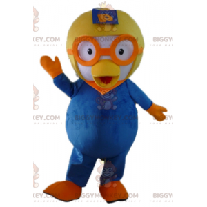 Costume de mascotte BIGGYMONKEY™ d'oiseau bleu et blanc avec un
