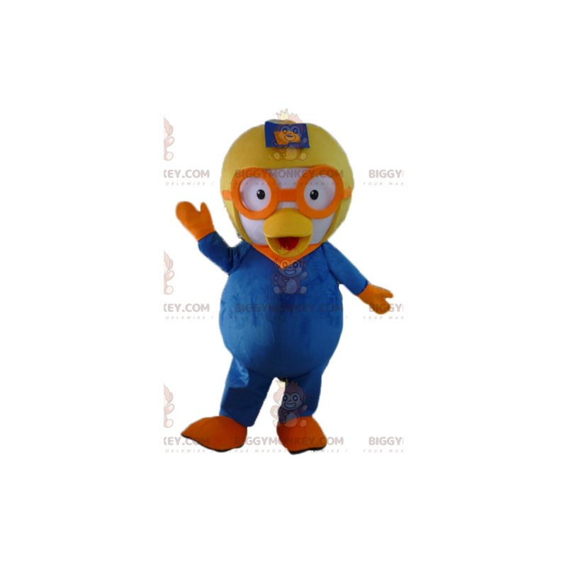 Blue and White Bird BIGGYMONKEY™ Mascot Costume with Aviator