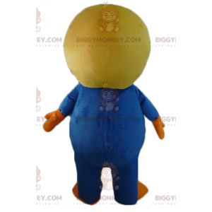 Blauw-witte BIGGYMONKEY™-mascottekostuum met vliegeniershelm -