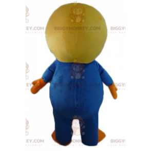 Blauw-witte BIGGYMONKEY™-mascottekostuum met vliegeniershelm -