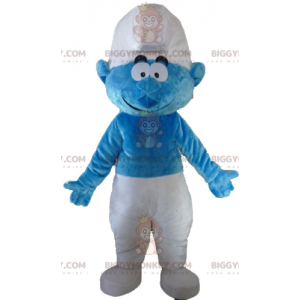 Cartoon blau-weißer Schlumpf BIGGYMONKEY™ Maskottchen-Kostüm -