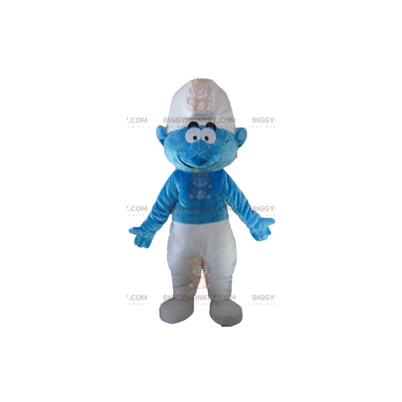 Cartoon blauwe en witte smurf BIGGYMONKEY™ mascottekostuum -