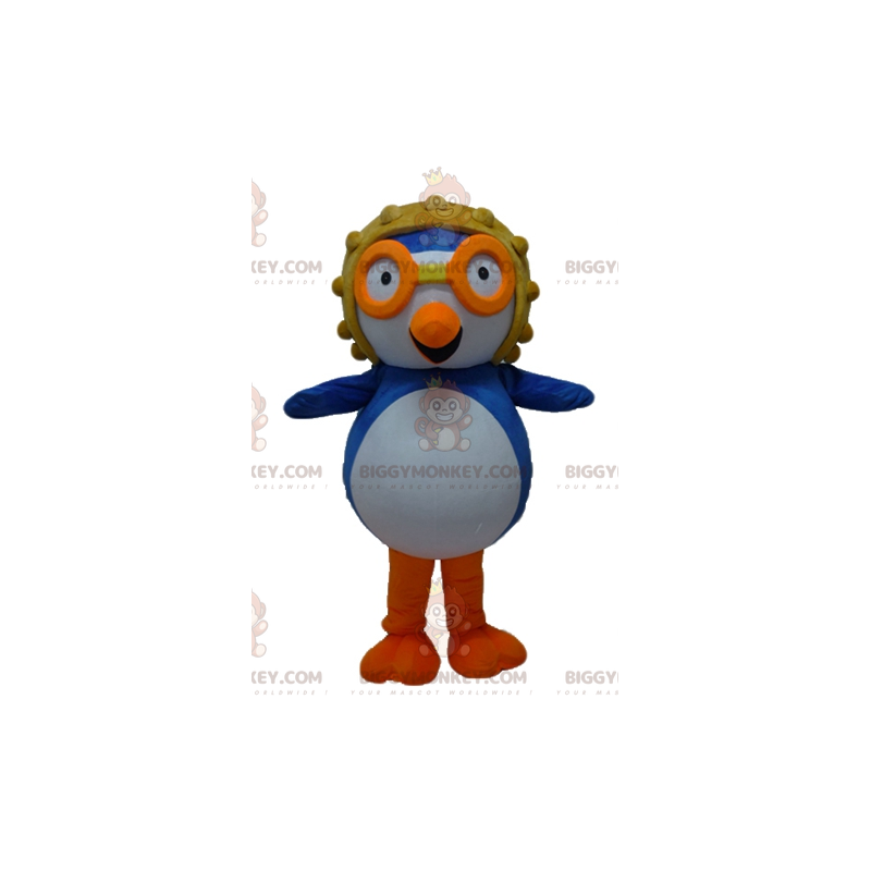 Costume de mascotte BIGGYMONKEY™ d'oiseau bleu et blanc avec un Costume de mascotte BIGGYMONKEY™ d'oiseau bleu et blanc avec un