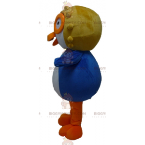 Kostým modrobílého ptáka BIGGYMONKEY™ s maskotem a letcovou