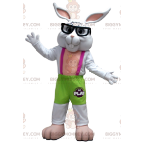 BIGGYMONKEY™ Maskottchenkostüm mit grünem und rosafarbenem