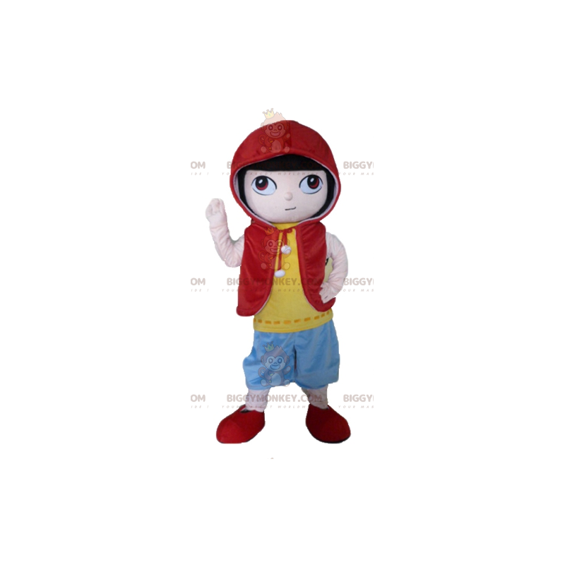 Animehahmopojan BIGGYMONKEY™ maskottiasu värikkäässä asussa - Animehahmopojan BIGGYMONKEY™ maskottiasu värikkäässä asussa -