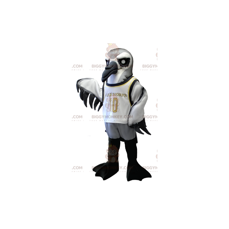 Disfraz de mascota BIGGYMONKEY™ Seabird gris, blanco y negro - Disfraz de mascota BIGGYMONKEY™ Seabird gris, blanco y negro -