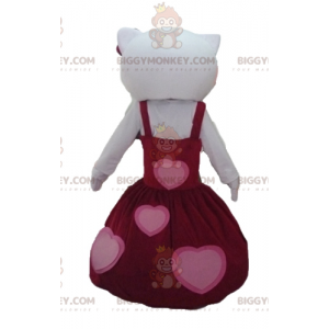 BIGGYMONKEY™ Hello Kitty maskotdräkt klädd i en vacker röd klänning - Maskoter kända människor - BiggyMonkey.com