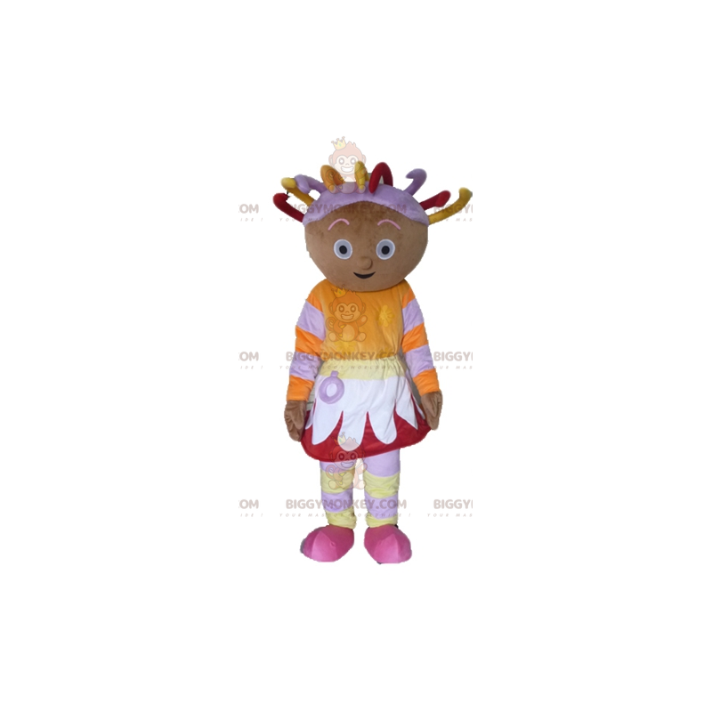 BIGGYMONKEY™ maskotkostume af afrikansk pige i farverigt tøj BIGGYMONKEY™ maskotkostume af afrikansk pige i farverigt tøj
