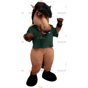 Costume de mascotte BIGGYMONKEY™ de cheval marron et noir avec