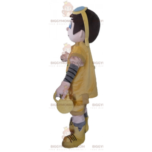 Boy BIGGYMONKEY™ Mascot Costume in Yellow and Orange Outfit