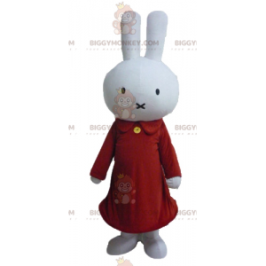 BIGGYMONKEY™ Mascot Costume Plush White Rabbit Dressed in Red -